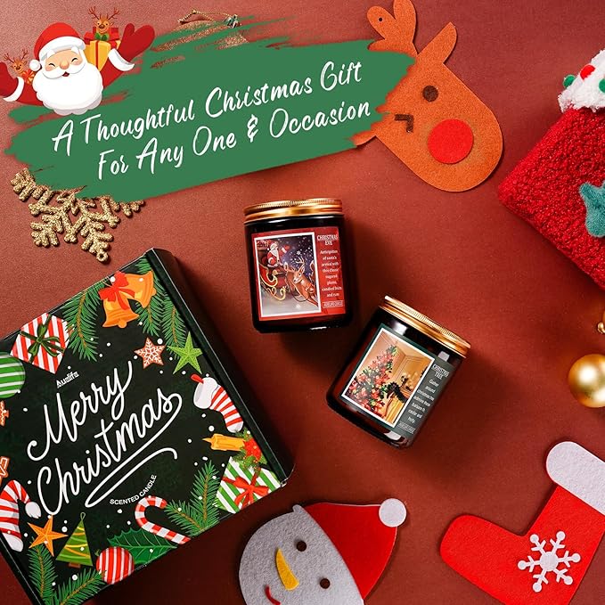 Christmas Candle Set | 4Pack Scented Candles Holiday Candle Gifts - Soy Candles Home Scented, Xmas Gift for Women and Men - Scents of Christmas Tree/Spice/Cookies/EVE-Ruum Studio Home