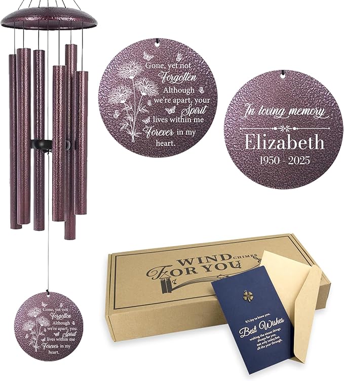ASTARIN Engraving Wind Chimes for Loss of Loved One, Personalized Wind Chimes Memorial, Bereavement Gifts for Loss of Mother, Windchimes in Memory of a Loved One, Outside Windchime(Produced in USA)-Ruum Studio Home