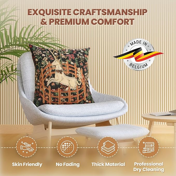 Charlotte Home Furnishings Couch Pillow Covers 16X16 in, Unicorn Decorative Throw Pillow Covers, Belgian Square Tapestry Cushion Case, Living Room Bed Sofa Home Decor, Soft Cotton Jacquard Woven-Ruum Studio Home
