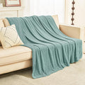 EMME Muslin and Fleece Throw Blanket Reversible - 50"*60" Teal Soft Warm Throw Blankets for Couch Bed Picnic Travel Bed-Ruum Studio Home