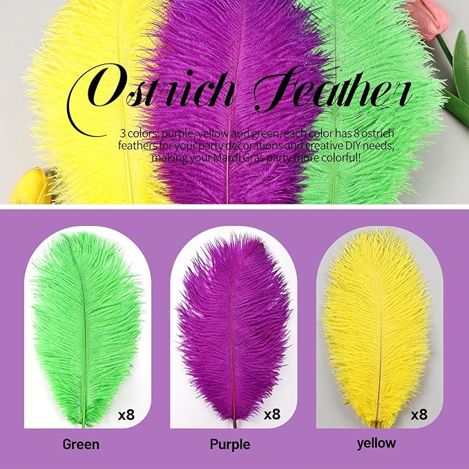 THARAHT Mix Colour Ostrich Feathers 12pcs Natural Bulk 10-12Inch 25cm-30cm for Wedding Party Centerpieces Easter Gatsbi and Home Decoration Feathers-Ruum Studio Home