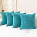 CaliTime Throw Pillow Covers Decorative 18 X 18 Inches Pack of 4 Cozy Chenille Cushion Cases for Couch Sofa Bed Living Room Home Lake Blue-Ruum Studio Home