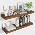 Fun Memories Floating Shelves for Wall 36 Inches, Wood Shelves with Invisible Bracket, 10" Deep Shelves Wall Mounted, Large Floating Shelves for Living Room Bathroom, Rustic Brown, Set of 2-Ruum Studio Home