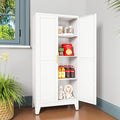 Metal Pantry Cabinet with 2 Doors and Adjustable Shelves, Kitchen Storage cabinets with Gold Handles, Versatile Storage for Laundry/Living Room,Bathroom,Dinning Room-White-Ruum Studio Home