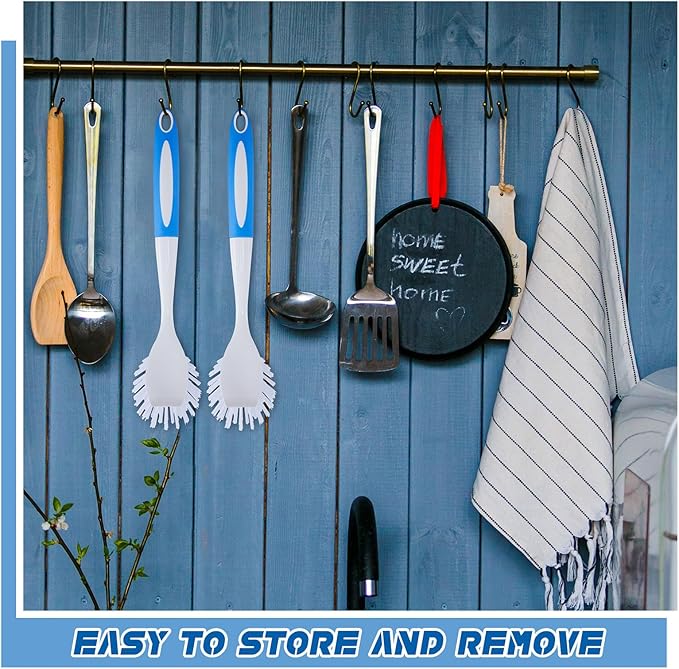 Hsei 6 Pcs Blue Kitchen Scrub Dish Brush Bulk with 11 Inch Handle Cleaning Dish Scrubber with Stiff Bristles Washing Scrub Brushes for Housekeeping for Pots and Pans, Kitchen Sink-Ruum Studio Home