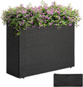 IDZO All Weather Wicker Planter Raised Garden Bed, 24 in Tall Round Rattan Flower Pots, Durable Self-Watering Indoor Outdoor Wicker Planters for Porch Patio Balcony-Ruum Studio Home
