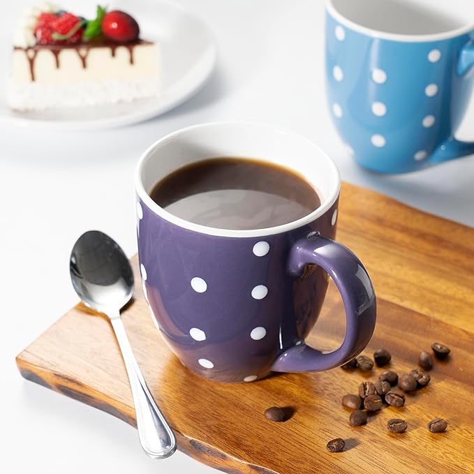 bestone Coffee Mugs Set of 6，17 oz Large Coffee Mugs, Ceramic Mugs with Handles,etc Coffee Mugs, Cups for Coffee Cereal Latte ，Microwave & Dishwasher safe，Vibrant Colors-Ruum Studio Home