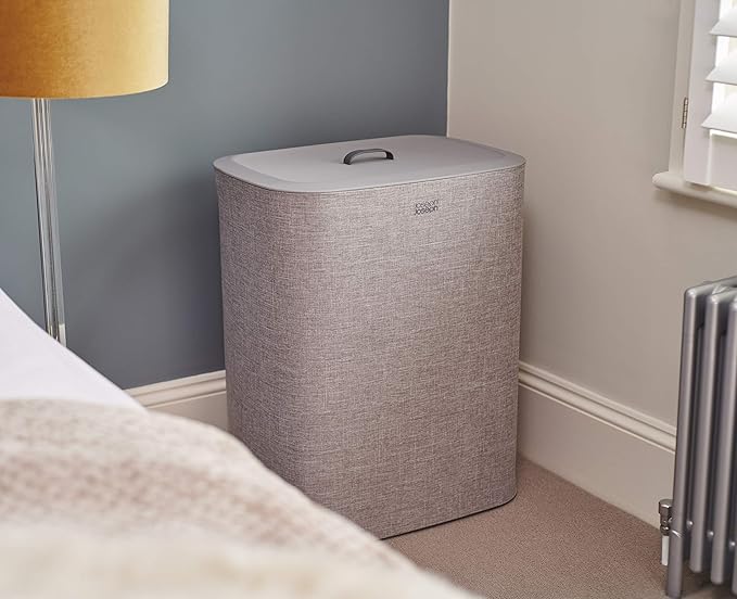 Joseph Joseph Tota 90 liter/23.8 gallon Laundry Hamper Separation Basket with lid, 2 Removable Washing Bags with Handles - Gray-Ruum Studio Home