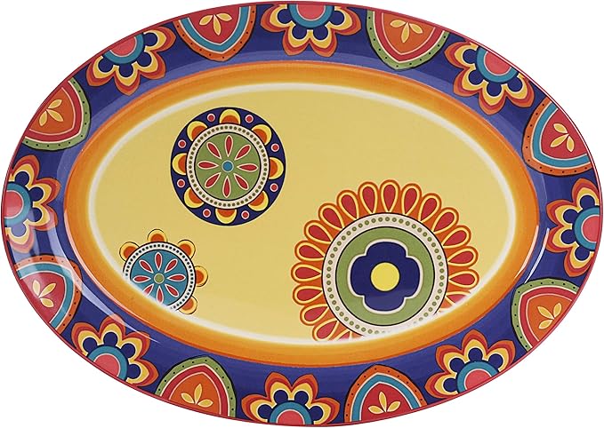 Bico Tunisian Ceramic 16 inch Oval Platter, Microwave & Dishwasher Safe-Ruum Studio Home