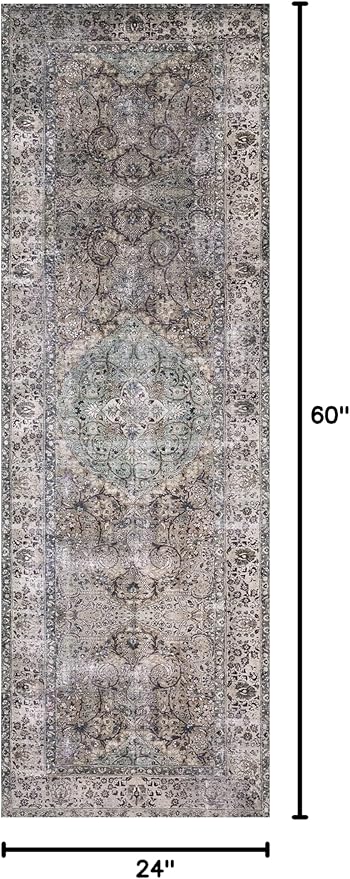 Loloi Layla Collection LAY-06 Taupe/Stone 2'-0" x 5'-0" .13" Thick Accent Rug, Soft, Durable, Vintage Inspired, Distressed, Low Pile, Non-Shedding, Easy Clean, Printed, Living Room Rug-Ruum Studio Home