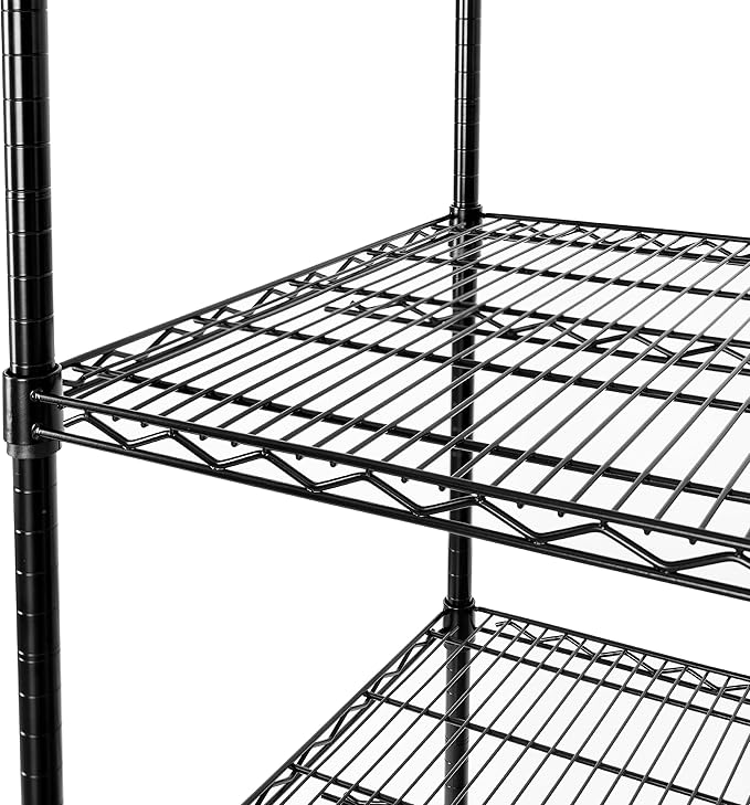 Seville Classics UltraDurable Heavy Duty NSF Solid Steel Wire Rack Storage Unit, Organizer for Garage, Warehouse, Office, Restaurant, Classroom, Kitchen, Black, 5-Tier Shelving, 60" W x 24" D-Ruum Studio Home