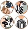 Qunclay 4 Pieces Boho Wall Art Wooden Bohemian Wall Decor Hanging Art Nursery Decor Farmhouse Geometric Hanging 10 Inch Aesthetic Wood Minimalist for Apartment Bedroom(Elegant)-Ruum Studio Home
