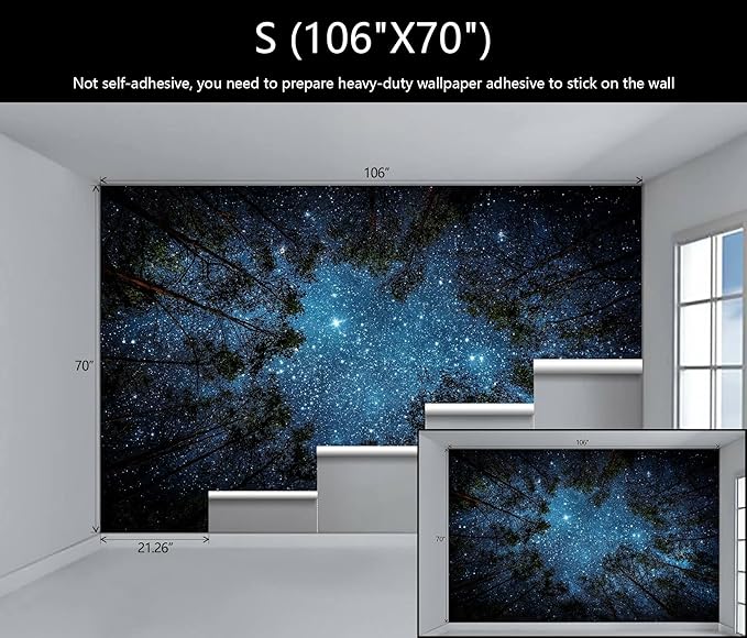 WFBHUA-Forest Starry Wallpaper Mural Night Galaxy Tree Sky Wallpaper for Living Room Bedroom Ceiling(Not Peel and Stick)-Ruum Studio Home