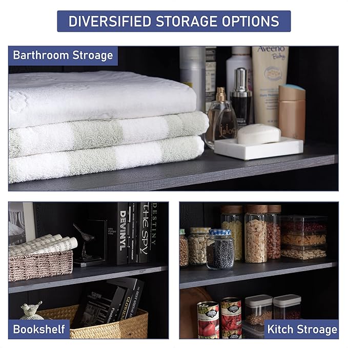 Farmhouse Kitchen Pantry Cabinet - 72" Tall Large Wood Kitchen Storage Cabinets with Adjustable Shelves & 2 Barn Doors & Drawer, Versatile Storage for Dining Room, Bathroom, Living Room, Antique Black-Ruum Studio Home