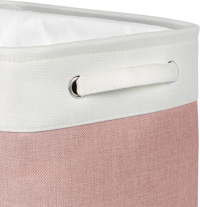 Kntiwiwo Foldable Storage Bins 15" x 10" x 9.5" Fabric Storage Basket Cube with Handles Large Linen Closet Organizer Bins for Organizing Shelf Home, Set of 3, Pink-Ruum Studio Home