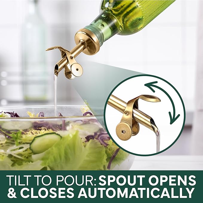 COOK WITH COLOR Glass Olive Oil Bottle Dispenser - 2 Pack- 17oz Oil and Vinegar Cruet - Olive Oil Carafe Decanter for Kitchen-Ruum Studio Home