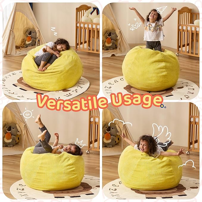 Bean Bag Chairs Teardrop Bean Bag Chair Beanbag Chair with Memory Foam Filled Machine Washable Cover for Living Room, Bedroom (Small,Yellow)-Ruum Studio Home