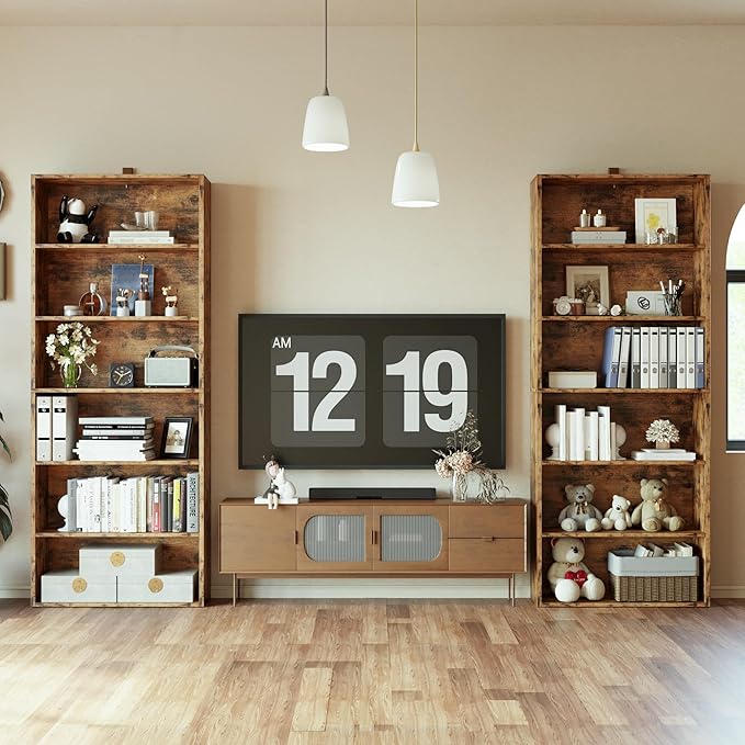 IRONCK Bookshelves and Bookcases Set of 2 Floor Standing 6 Tiers Display Storage Shelves 70 in Tall Bookcase Home Decor Furniture for Home Office, Living Room, Bed Room-Ruum Studio Home