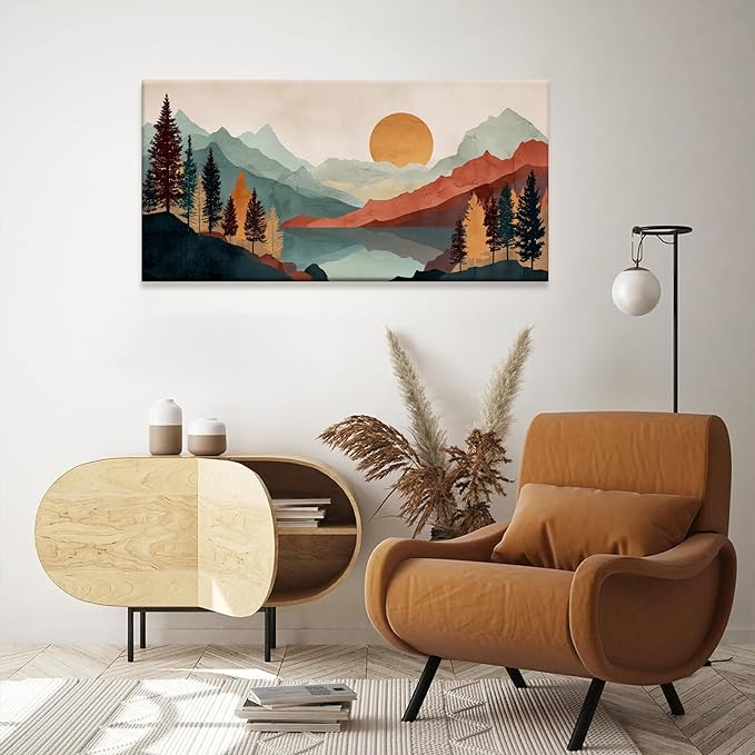 Tsomzxng Mountain Boho Wall Art For Bedroom Artwork Abstract Mountain Forest Landscapes Colorful Wall Art Painting Canvas Art Wall Decor Prints Ready To Hang Wall Pictures Home Wall Decor 20×40 Inch-Ruum Studio Home