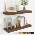 fuqing Floating Shelves for Wall, Bathroom Shelf Wall Mounted for Storage, Shelves with Invisible Bracket for Bedroom, Kitchen, Living Room, Farmhouse Small Book Shelf, 24 Inch Set of 2, Walnut-Ruum Studio Home