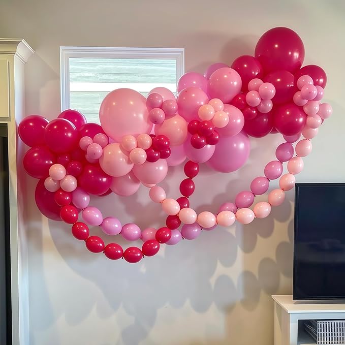 Pastel Pink Linking Balloons, 100PCS 6 Inch Small Baby Pink Link Balloons for Making Balloon Wall Heart Arch, Quick Linked Balloon for Girls Wedding Birthday Baby Shower Valentine's Party Decorations-Ruum Studio Home