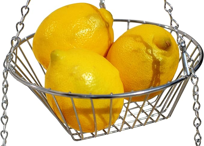 Deco Brothers Hanging Fruit Basket, 3-Tier, Chrome-Ruum Studio Home