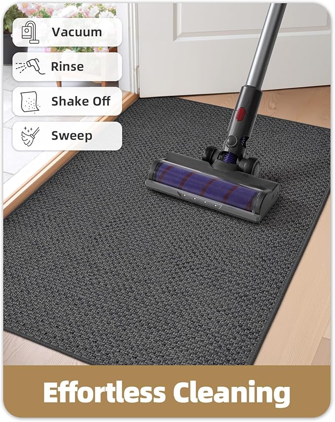 Color&Geometry Door Mat 24"x36", Front Door Mat Indoor Rugs for Entryway, Non Slip Washable Low-Profile Inside Doormat, Entry Mat Entry Rug Door Mats Indoor Entrance, Grey (Rolled-up NO Creases)-Ruum Studio Home