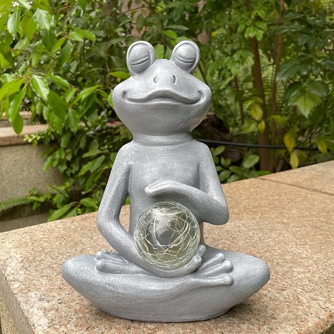 Solar Frog Garden Figurines Solar Lights Yoga Frog Statue for Outdoor Garden Patio Yard Frog Decor Gifts for Women Grandma Mother's Day Birthday Gifts-Ruum Studio Home