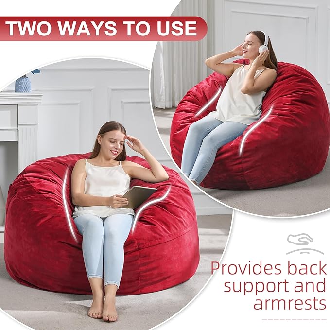 Hobestluk 4FT Bean Bag Chair Giant Bean Bag Chairs for Adults Large Bean Chairs with Removable Cover, Beanbag Chair with Filler, Adult Bean Bag Chairs for Living Room, Bedroom-Ruum Studio Home