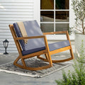 IDZO Premium Club Rocking Chair 500lbs Capacity with Inclined Backrest, Thick Foam Cushion, Solid Acacia Wood Rocker for Patio, Backyard, Balcony, Porch-Ruum Studio Home