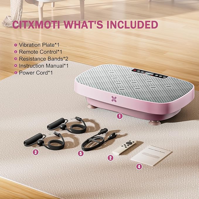 Vibration Plate Exercise Machine, Ultra-Quiet Vibration Plate for Lymphatic Drainage & Body Toning, Whole Body Vibration Platform with Bluetooth, Resistance Bands, Home Gyms Equipment-Ruum Studio Home