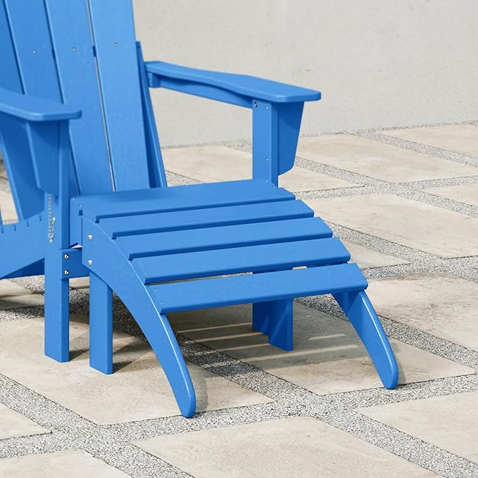 WestinTrends Outdoor Ottoman, Patio Adirondack Ottoman Foot Rest, All Weather Poly Lumber Folding Foot Stool for Adirondack Chair, Widely Used for Outside Porch Pool Lawn Backyard, Pacific Blue-Ruum Studio Home