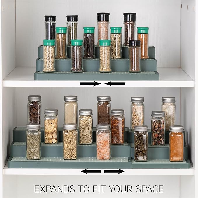 SIMPLEMADE 3-Tier Spice Rack Organizer - Versatile Storage Shelf for Kitchen, Bathroom, Bedroom & Office, Set of 2, Expandable Sage-Ruum Studio Home