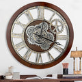HOIBAI Large Wall Clock, 24 Inch Wall Clocks for Living Room Decor Farmhouse Vintage Rustic Kitchen Wall Decor Vintage Roman Big Oversized Wall Clock for Home Bedroom House Office, Moving Gears Clock-Ruum Studio Home