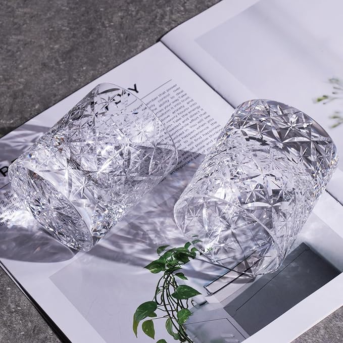 KAMMAK Crystal Whiskey Glasses Set of 2, Hand Blown 7.78oz Old Fashioned Glasses Stemless, Luxury Handcrafted Cocktail Glasses, Scotch Cup for Women, Men Gift for Rocks, Bourbon Barware, Bar-Ruum Studio Home