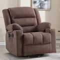 Rocker Recliner Chair with Heat and Massage, 360° Swivel Recliner Chairs for Adults, Heavy Duty Reclining Sofa Chair with USB Port Cup Holders Side Pockets for Living Room (Brown)-Ruum Studio Home
