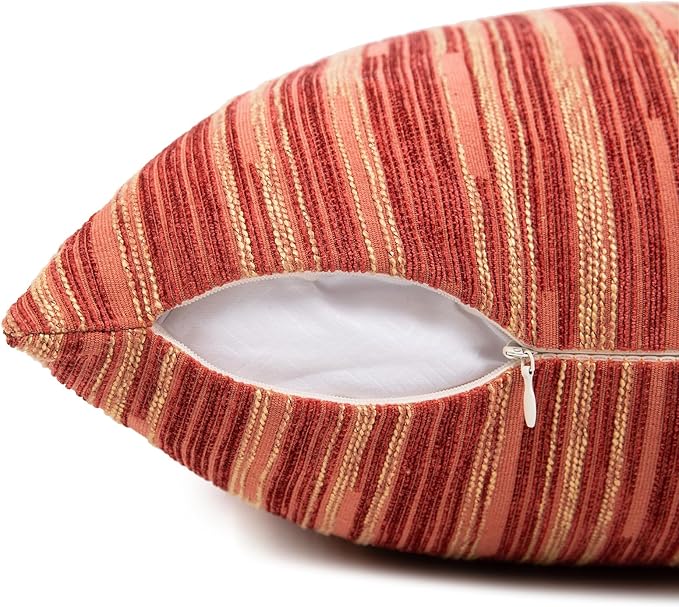 Yeiotsy Pillow Cases Bohemia, Pack of 2, Modern Striped Throw Pillow Covers Geometric Cushion Covers for Sofa Holiday Party Decoration (Red, 18 X 18 Inches)-Ruum Studio Home