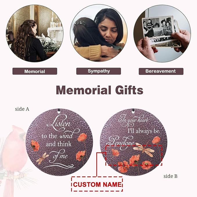 ASTARIN Dragonfly Wind Chimes for Loss of Loved One, Personalized Windchimes in Memory of a Loved One, Bereavement Gifts for Loss of Father Mother, 3 Size Deep Tone Wind Chime-Ruum Studio Home