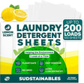 Sudstainables Laundry Detergent Sheets (200 Loads) – Eco-Friendly, Zero Waste, Plastic-Free Laundry Washing Machines Soap Sheets; Dissolvable, Space-Saving Strips for Travel (Lemon)-Ruum Studio Home