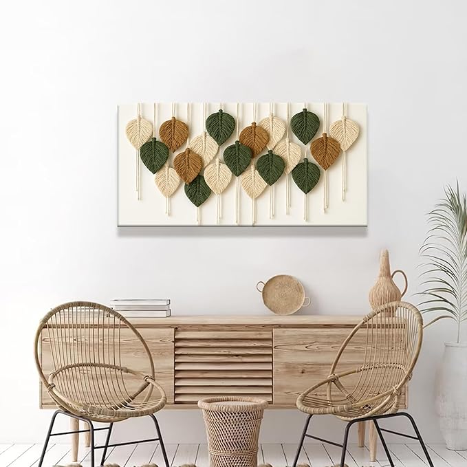 Boho Wall Art Chic Home Wall Art Modern Bohemian Feather Canvas Wall Art Decor For Apartment Dorm Living Room Bedroom Nursery Backdrop 20"W X 40"L Ready To Hanging-Ruum Studio Home