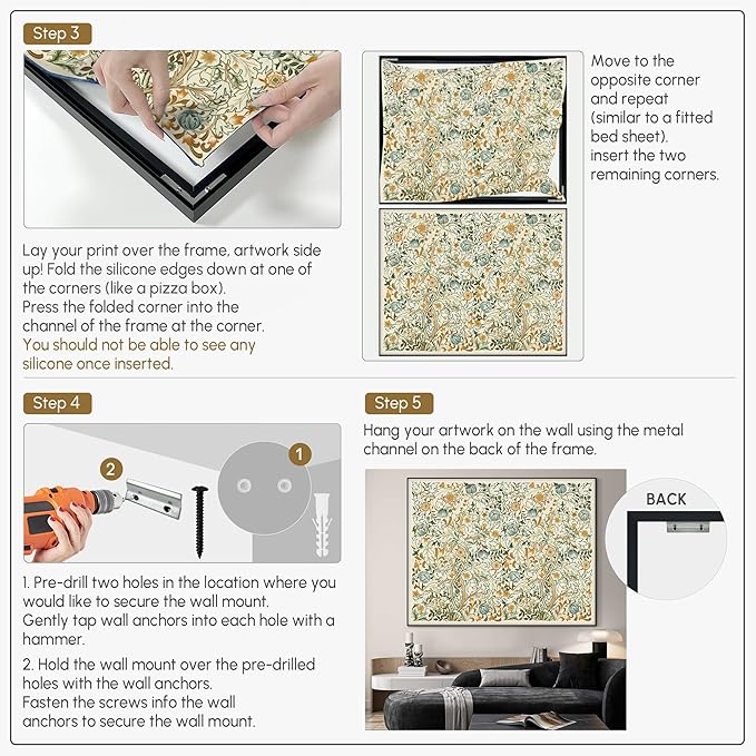 SIGNWIN 60"x72" Extra Large Framed Wall Art Vintage Botanical Floral with Golden and Teal Leaves, Elegant Nature Illustration for Home Living Room Bedroom Decor (Frame Assembly Required)-Ruum Studio Home