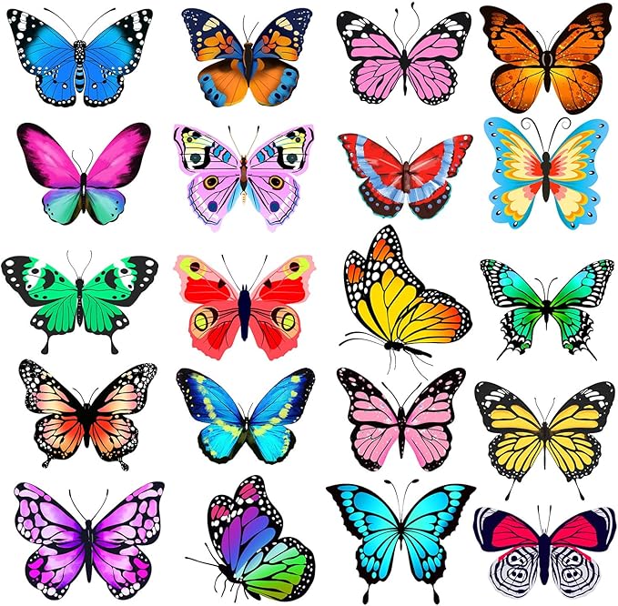 Window Clings Stickers for Kids Window Gel Clings Decals Thick Gel Clings Toddlers and Adults Classroom Home Nursery Airplane Birthday Party Supplies (Butterfly)-Ruum Studio Home