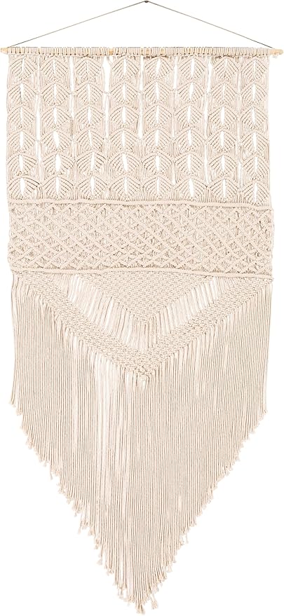 Mark&Day Wall Hanging, Tumeltsham Bohemian/Global Farmhouse Cream Tapestry Wall Hanging for Living Room, Bedroom, Office or Kitchen (31"H x 15"W)-Ruum Studio Home