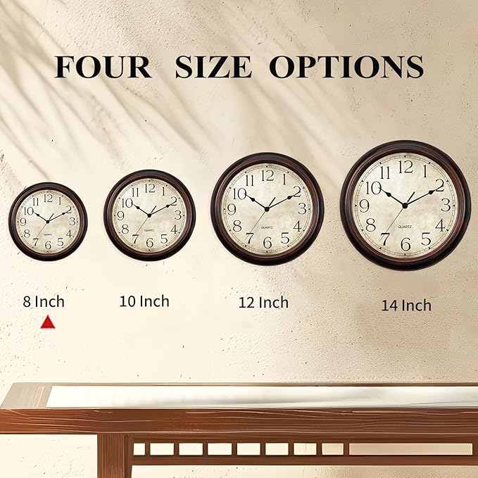 Wall Clock Battery Operated Vintage Silent Non-Ticking Analog Wall Clocks 8.5 Inch Small Retro Clock Decorative for Kitchen Bathroom Bedroom Home Office (Bronze)-Ruum Studio Home
