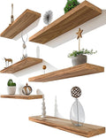 Light Wood Floating Shelves for Wall Rustic Wall Shelves for Bedroom Set of 6-Ruum Studio Home