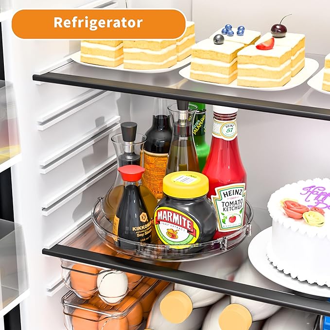 9.5" W Acrylic Clear Lazy Susan Turntable for Cabinet,Kitchen Countertop,Refrigerator and Pantry Organization Storage,1 Tier Small Spinning Organizer for Vitamin,Medicine,Spice Rack & Organization-Ruum Studio Home