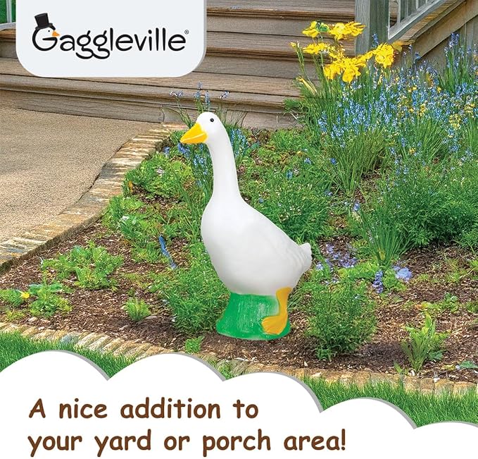 Fox Valley Traders Gaggleville Porch Goose Baby Statue – Charming 17" Outdoor Decorative Figurine for Garden, Patio, or Entryway Accent-Ruum Studio Home