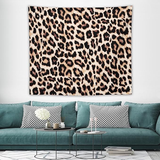 HZOHNAGO Leopard Print Tapestry Rustic Brown Leopard Wild Animal Printed Wall Tapestry Painting Wall Hanging for Bedroom Living Room Dorm 60" W x 50" H-Ruum Studio Home