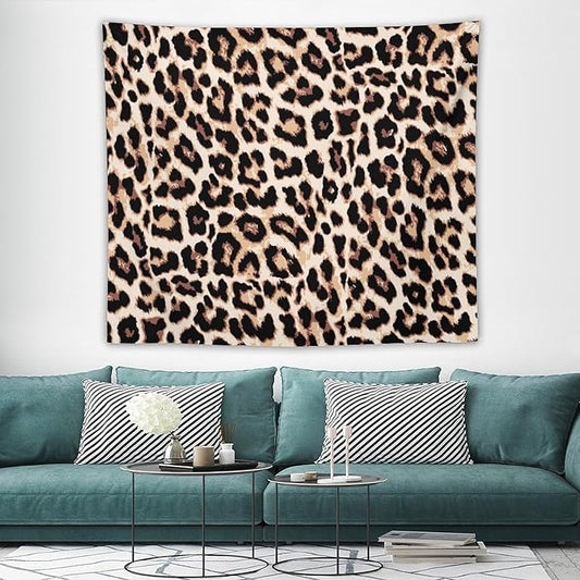 HZOHNAGO Leopard Print Tapestry Rustic Brown Leopard Wild Animal Printed Wall Tapestry Painting Wall Hanging for Bedroom Living Room Dorm 60" W x 50" H-Ruum Studio Home