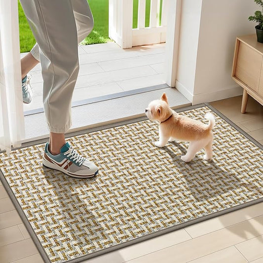 LEKEEPGO Door Mat Indoor Entrance 17"x29", Absorbent Indoor Door Mat, Non Slip Rubber Backing Inside Door Mats, Washable Floor Mat, Low-Profile Doormat for Front Door, Entryway, Entrance, Grey-Ruum Studio Home
